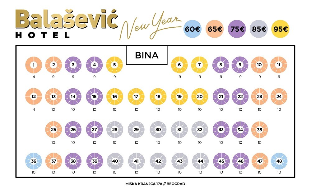 Mapa sedenja - Hotel Balašević Nova godina